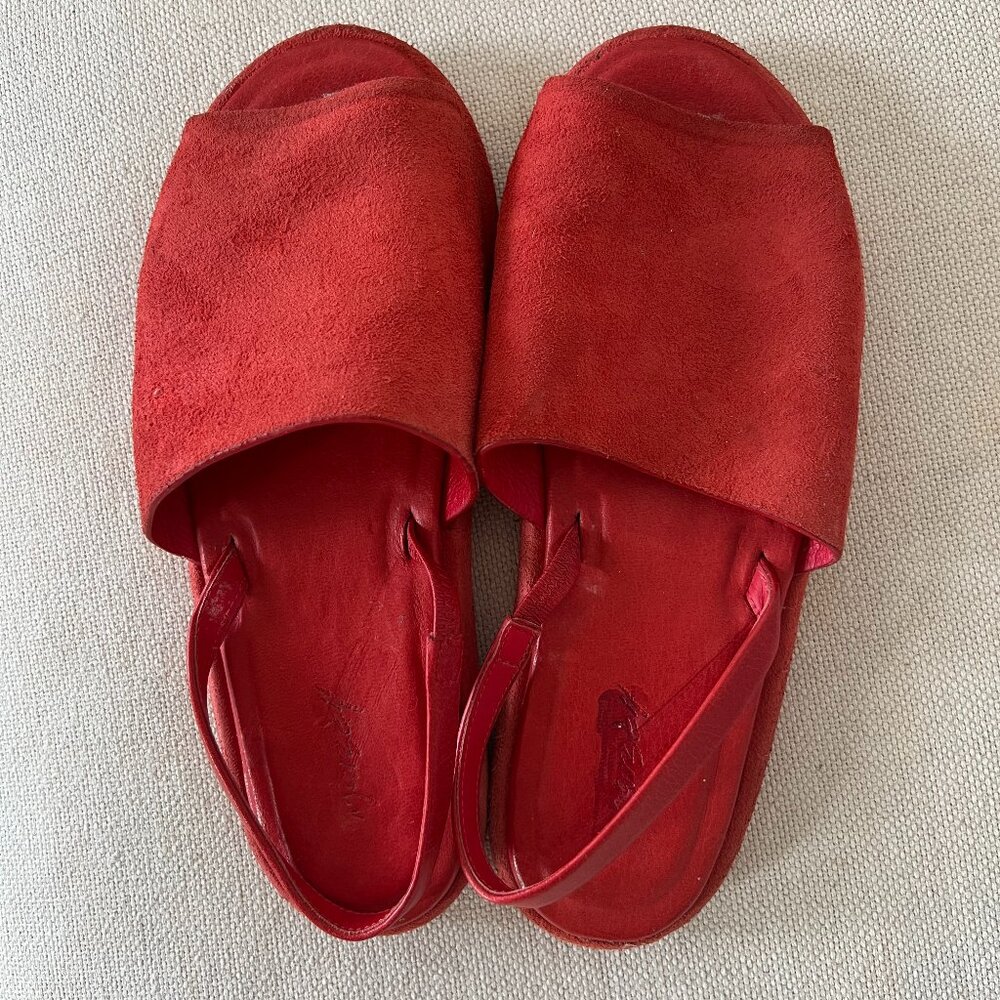 Marsell Sandals Size 38 Red/Orange Suede Made in Italy